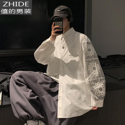 SUNTEK很仙的衬衫男痞帅男装禁欲系休闲上衣服韩版潮流日系色长袖衬衣衬衫