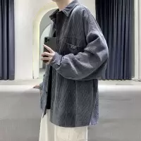 SUNTEK灯芯绒外套男衬衫韩版潮流百搭痞帅宽松春秋装长袖衬衣男士上衣服衬衫
