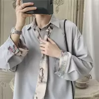 SUNTEK坠感衬衣男韩版潮流男装一套搭配帅气衣服潮男衬衫痞帅套装DK制服衬衫