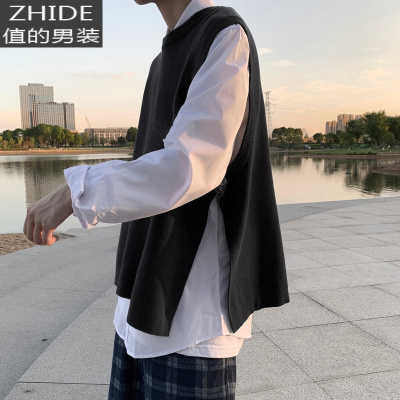 SUNTEK毛衣马甲男士秋冬季外穿背心坎肩韩版宽松套头无袖针织衫大码外套马甲/背心