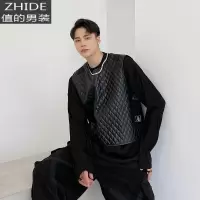 SUNTEK抖音同款衣服黑色机能工装战术皮马甲男女嘻哈潮牌卡扣小众暗黑男马甲/背心