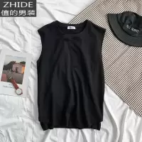 SUNTEK休闲套装潮流男装一套帅气搭配色背心男士宽松运动短裤韩版夏装马甲/背心