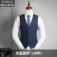 SUNTEK西装马甲男士修身春秋新款马夹背心新郎结婚礼服条纹伴郎服兄弟装马甲/背心