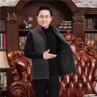 SUNTEK男士马甲秋春秋大码立领抓绒外套中老年人摇粒绒背心爸爸坎肩马夹马甲/背心