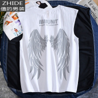 SUNTEK男士外穿坎肩反光安背心男潮宽松运动篮球汗衫夏季潮流无袖T恤马甲/背心