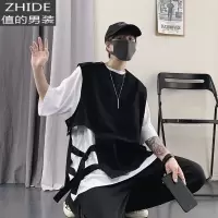 SUNTEK马甲男夏季外套韩版休闲帅气百搭不规则工装马夹背心潮流坎肩薄款马甲/背心
