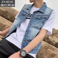 SUNTEK牛仔马甲男潮春秋季潮流休闲韩版帅气宽松无袖破洞网红潮牌背心男马甲/背心