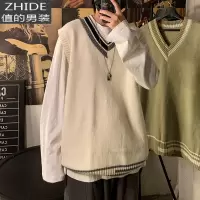 SUNTEKV领针织背心马甲男士秋冬季个性潮流百搭学院风韩版学生毛衣外套马甲/背心