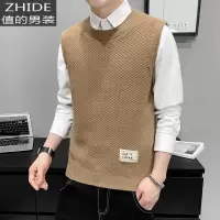 SUNTEK秋冬男士宽松日系毛衣背心男韩版潮流无袖坎肩休闲针织马甲外套男马甲/背心