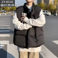 SUNTEK冬季棉马甲背心男外穿无袖坎肩保暖马夹外套韩版潮流棉袄日系宽松马甲/背心