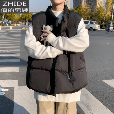 SUNTEK冬季棉马甲背心男外穿无袖坎肩保暖马夹外套韩版潮流棉袄日系宽松马甲/背心