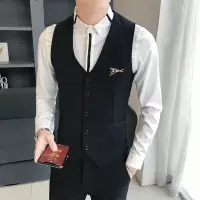 SUNTEK个性西装马甲男士韩修身夜场酒吧少爷工作服KTV空少发型师马夹潮C马甲/背心