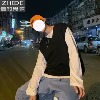 SUNTEK色毛衣男马甲韩版休闲潮流宽松帅气无袖背心学生百搭坎肩针织衫马甲/背心