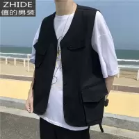 SUNTEK夏季马甲外套男坎肩背心外穿搭配港风国潮嘻哈薄款多口袋工装马夹马甲/背心