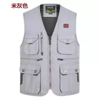 SUNTEK春秋中老年马甲男户外休闲大码棉坎肩爸爸装多口袋钓鱼马夹背心马甲/背心