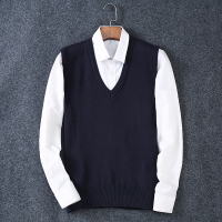 SUNTEK中老年人毛线针织马甲背心男士V领套头无袖毛衣背心宽松马甲薄款马甲/背心