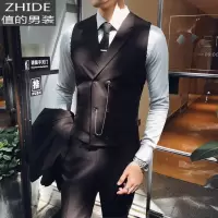 SUNTEK春季新款西装马甲男韩版潮流男士商务休闲正装马夹外穿打底背心男马甲/背心