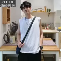 SUNTEK夏季坎肩圆领背心男运动宽松港风百搭潮流棉内穿打底潮t无袖T恤马甲/背心