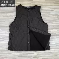 SUNTEK兔子家秋冬男士绗缝夹棉加绒保暖休闲马甲棉坎肩无领轻便马甲/背心