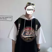 SUNTEK@ 夏季港风复古印花背心男青年宽松休闲运动坎肩无袖T恤马甲/背心