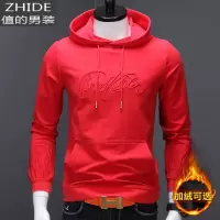 SUNTEK太空棉卫衣男连帽秋冬加绒加厚刺绣棉长袖修身套头棉机能外套卫衣