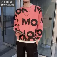 SUNTEK网红同款圆领卫衣男韩版潮流假两件外套原宿风百搭设计感长袖上衣卫衣