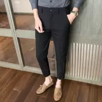 SUNTEK工装西裤男小脚修身九分休闲裤青年免烫垂感商务妮子西服裤春秋季西裤