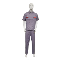 舜棉工服定制青灰色夏装短袖套装