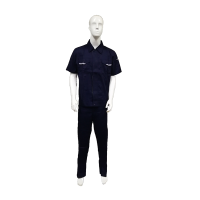 舜棉工作装服定制藏蓝夏装短袖套装