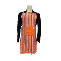 舜棉防污透气简约传统款老粗布橘色围裙