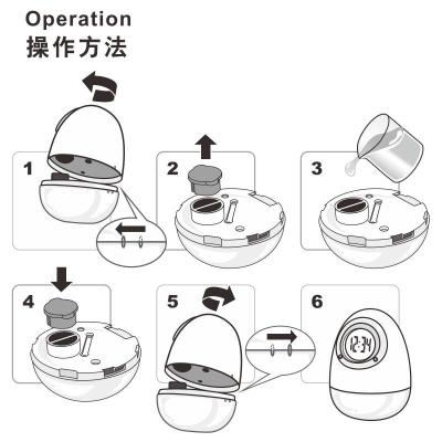 1001W蛋形水发电不倒翁数字时间显示闹钟 静音水动力环保水能时钟