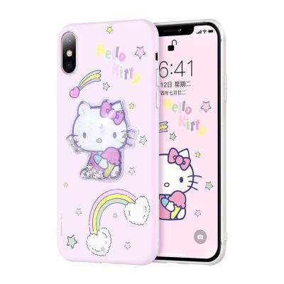 HelloKitty适用苹果X手机壳液态流沙XsMax保护套卡通XR全包防摔壳