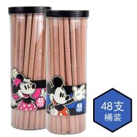 原木六角30/48只桶装铅笔 小学生用品HB铅笔米奇原木铅笔发