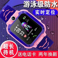 小学生天才儿童电话手表智能防水男女学生多功能触摸屏手机手表 蓝色+拍照+防水+手电