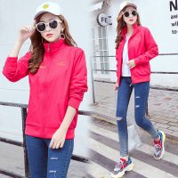 珂卡慕(KEKAMU)韩版春风衣情侣短外套女时尚运动长袖女夹克印花休闲学生修身
