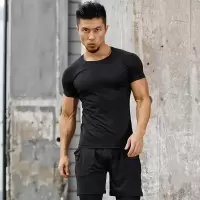 珂卡慕(KEKAMU)夏季新款健身衣服运动T恤紧身衣男士高弹训练短袖上衣