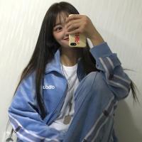 珂卡慕(KEKAMU)春秋装鬼马系少女运动套装女宽松新款金丝绒长袖休闲裤两件套 天蓝色