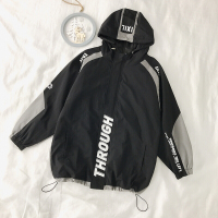 珂卡慕(KEKAMU)春新款冲锋衣女网红外套宽松bf风衣挡风宽松连帽运动服