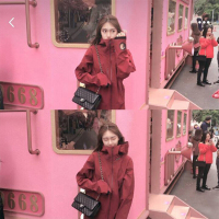 珂卡慕(KEKAMU)春秋新款铁锈红风衣外套宽松连帽运动休闲户外冲锋衣 铁锈红