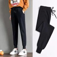 珂卡慕(KEKAMU)运动裤女休闲裤女学生韩版宽松束脚休闲哈伦黑色裤子女