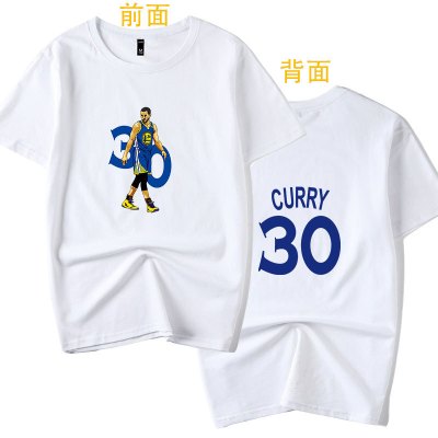 珂卡慕(KEKAMU)nba勇士队球星curry30号夏款篮球T恤衫圆领棉T宽松大码男女