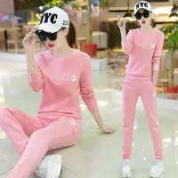 珂卡慕(KEKAMU)运动套装2021新款春秋运动套装女大码长袖休闲服韩版时尚卫衣两件套潮