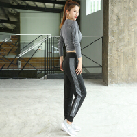 珂卡慕(KEKAMU)胖mm长袖瑜伽套装女 2020新款春季跑步休闲健身速干衣大码200斤宽松运动服