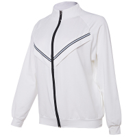 珂卡慕(KEKAMU)瑜伽服女士春季连帽外套跑步速干衣健身训练透气运动上衣 白色