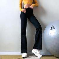 珂卡慕(KEKAMU)健身网红高腰女士秋季运动裤紧身跑步弹力瑜伽长裤喇叭裤 黑色