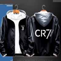 珂卡慕(KEKAMU)CR7球迷服男女连帽夹克开衫拉链上衣C罗防风外套秋季罗纳尔多尤文图斯意甲足球运动服