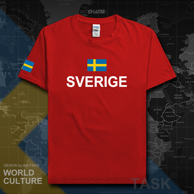 珂卡慕(KEKAMU)瑞典王国国家队足球棉短袖T恤男队服球迷球衣运动上衣