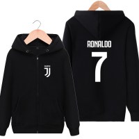 珂卡慕(KEKAMU)尤文图斯7号C罗布冯迪巴拉连帽开衫卫衣外套男足球运动训练服