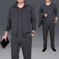 珂卡慕(KEKAMU)中老年运动套装男春秋三件套休闲运动服男中年爸爸装跑步运动装男