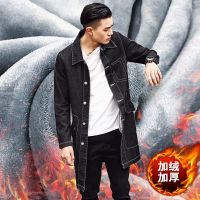 珂卡慕(KEKAMU)男士中长款风衣韩版时尚舒适2020新款潮流牛仔衣男大码宽松男士外套